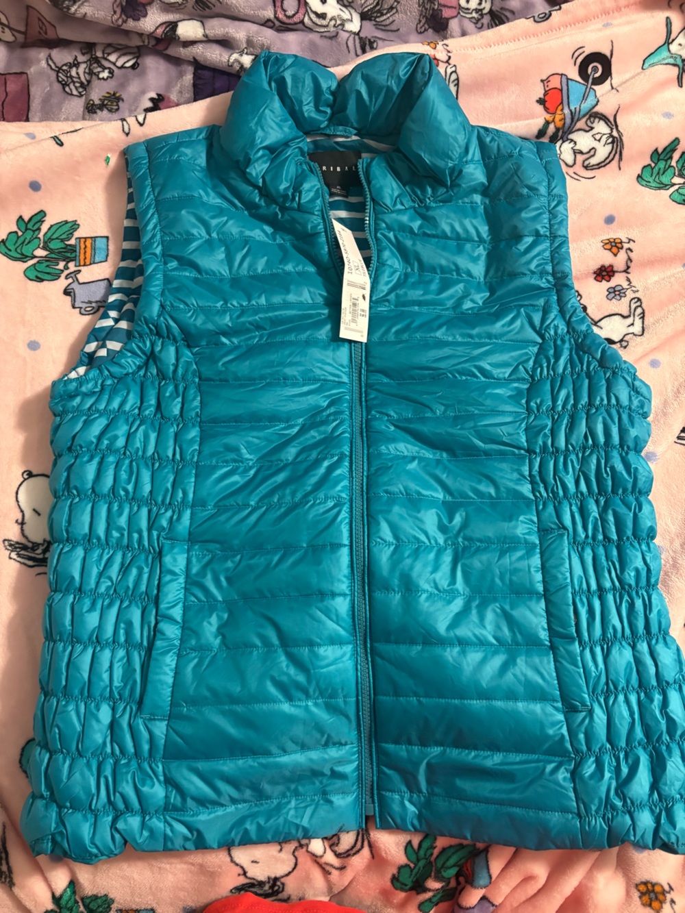 Tribal teal puffer vest new